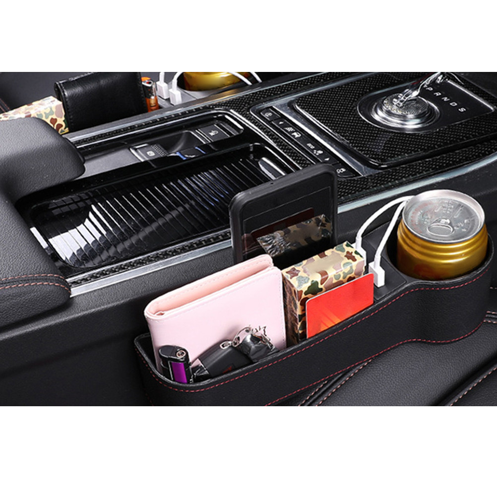 Seat Gap Filler Organizer With Usb Charger - Araba Koltuğu Boşluk Saklama Kutusu Siyah