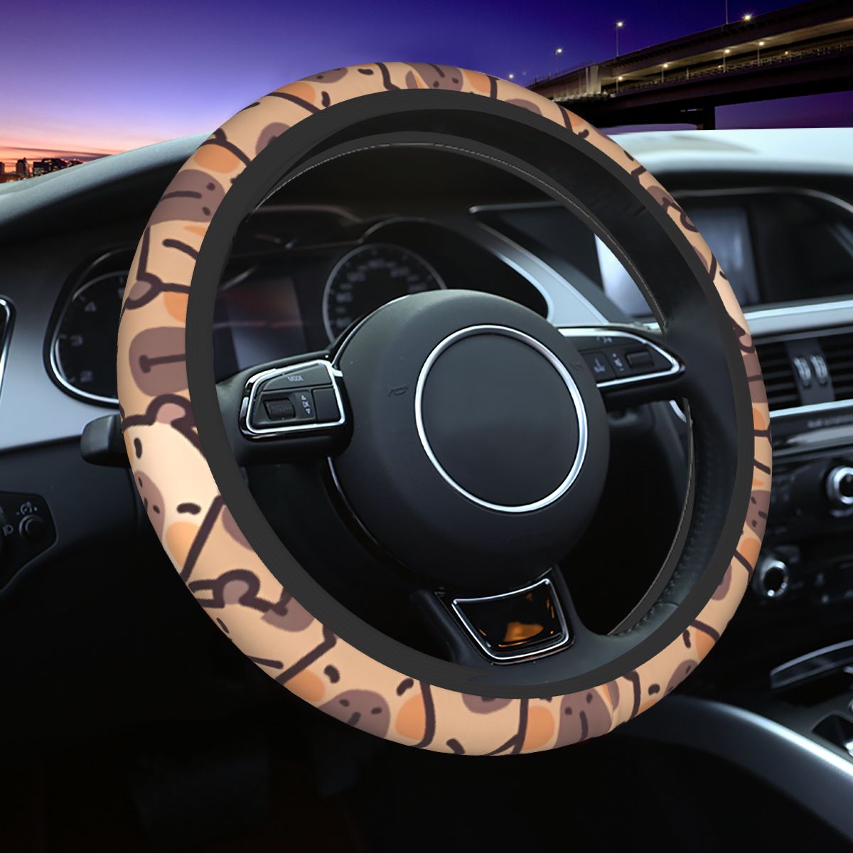 Car Steering Wheel Cover Anti Slip Breathable - Kawaii Anime Capybara Araba direksiyon kılıfı