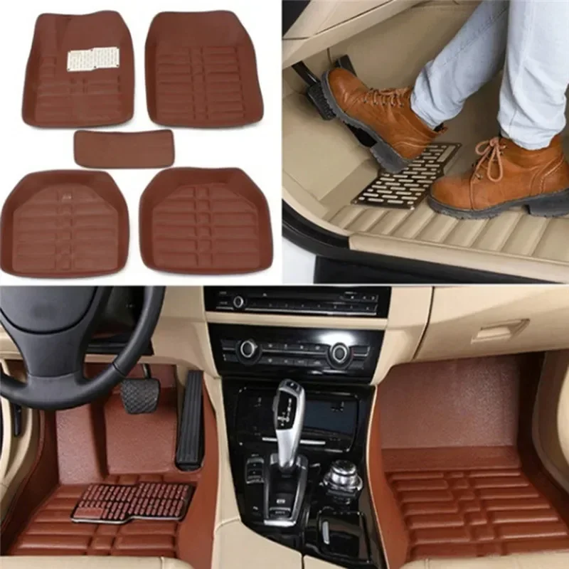 Car Floor Mats Universal Waterproof Leather - 5 adet Premium Kolay Temizlenebilir Su