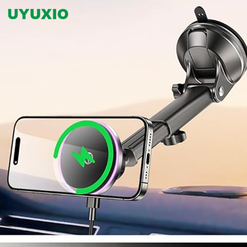 Wireless Car Charger Mount Fast Charging - UYUXIO 15W Hızlı Şarjlı Manyetik Kablosuz