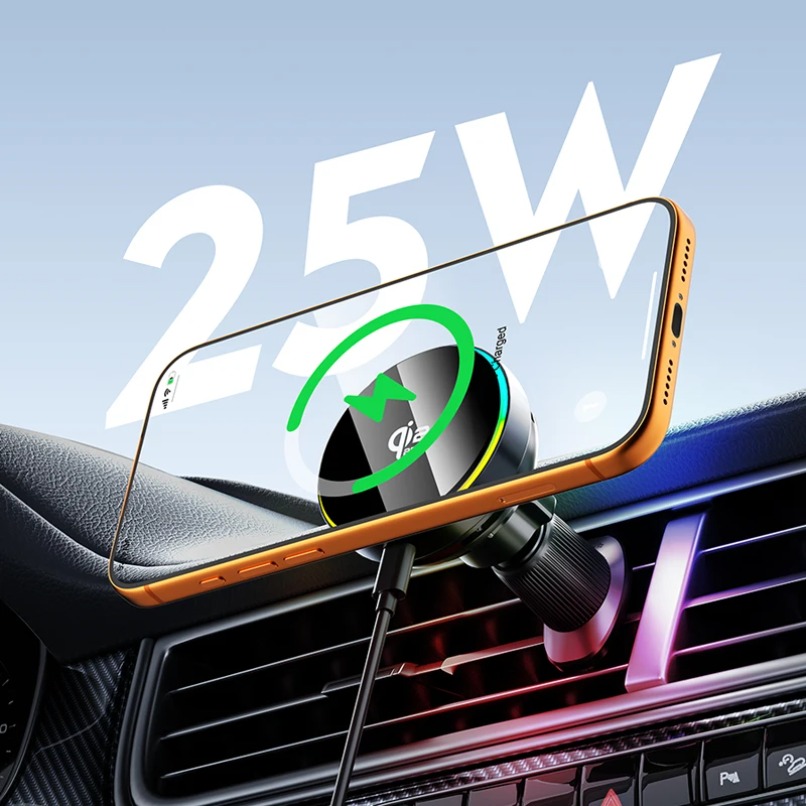 Wireless Car Charger Mount Fast Charging - Qi2 25W Manyetik Kablosuz Araç Şarj