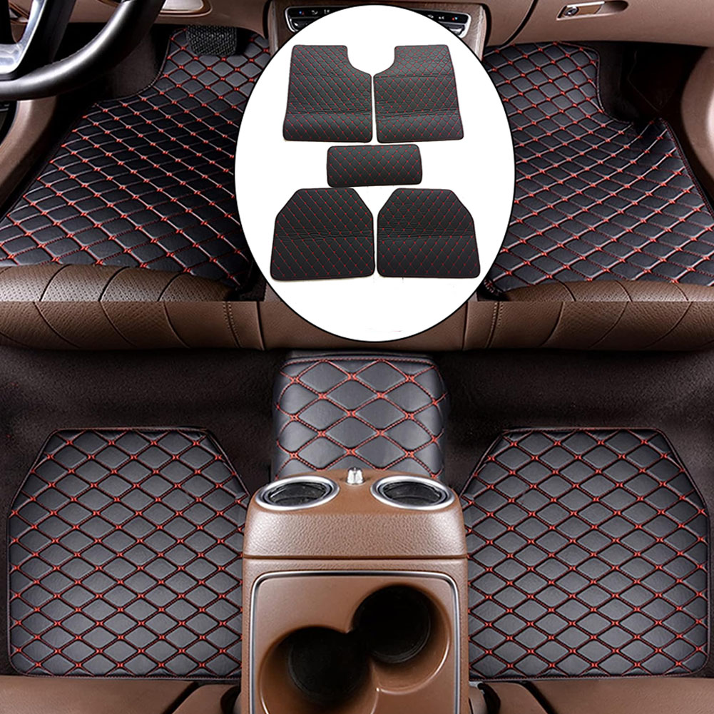 Car Floor Mats Universal Waterproof Leather - 5 adet/takım deri araba paspaslar evrensel