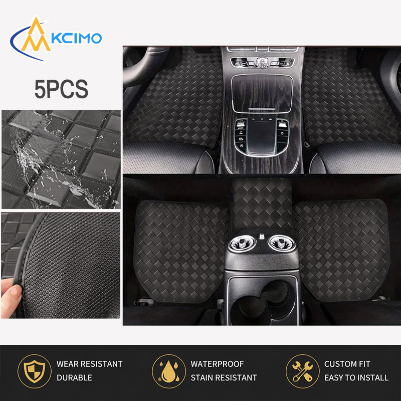 5 adet elmas desenli PVC deri  - Car Floor Mats Universal Waterproof Leather incelemesi ve fiyatı